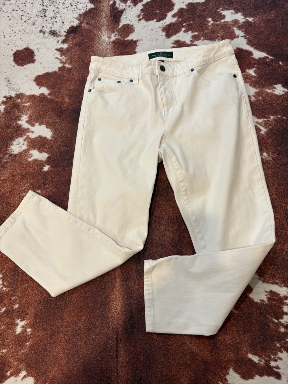 Ralph Lauren Cream Ankle-Length Straight Jeans